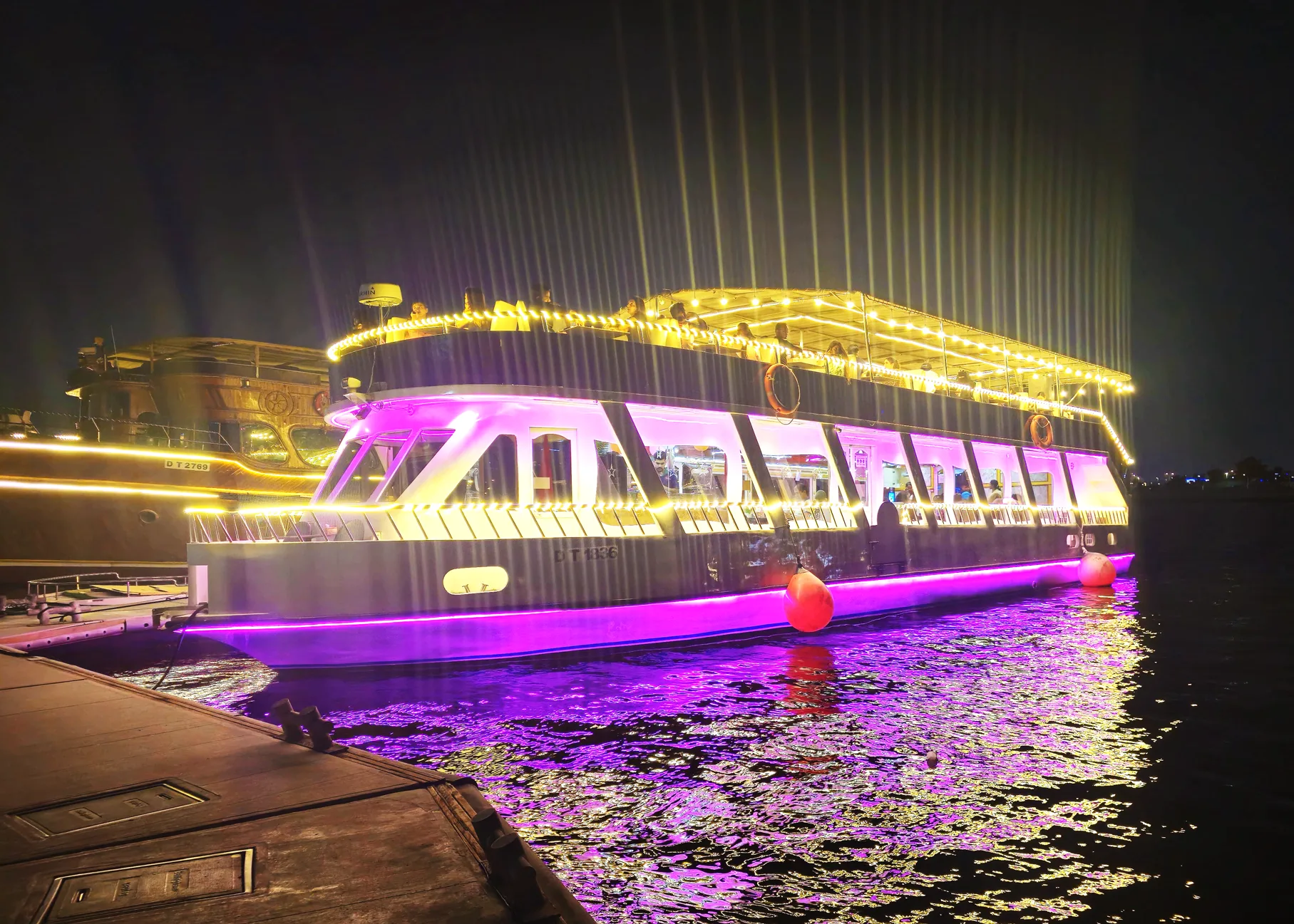 Modern white fiber cruise boat for Economy Canal Cruise Dubai Water Canal Al Jaddaf
